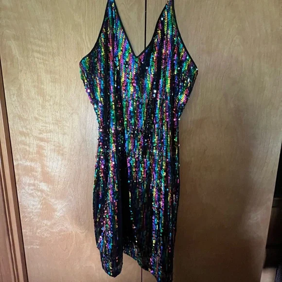 Nasty Gal Rainbow Sequin Dress - NWT - Picture 2 of 4